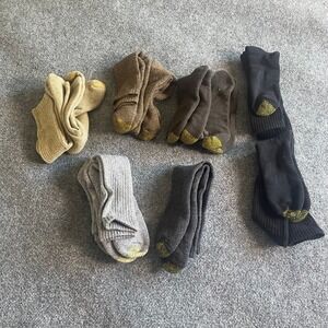 Gold Toe Mens Crew Socks Bundle 13 Pairs Black/Brown/Grey/Tan Cotton Blend Ribb